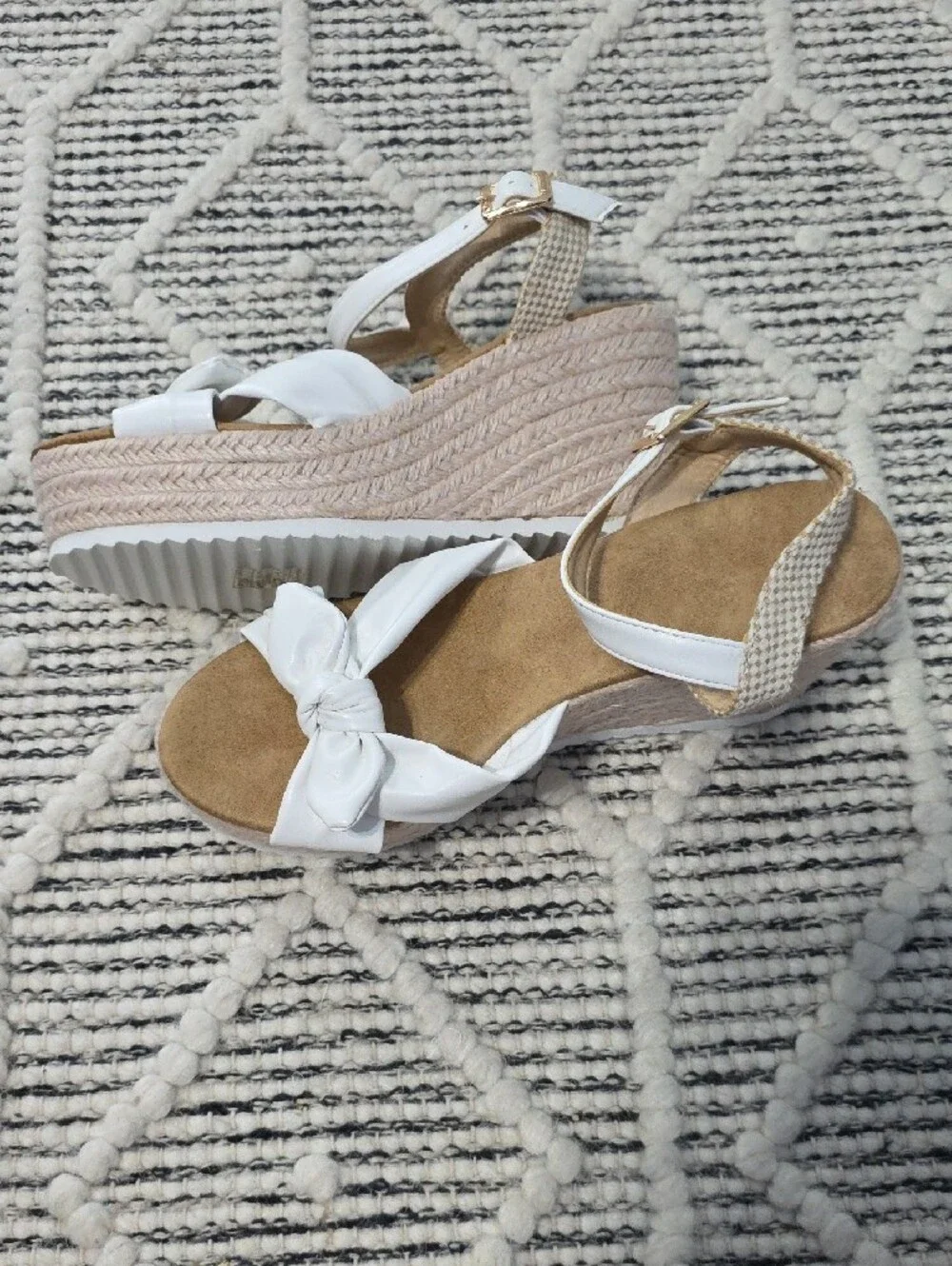 White Knot Espadrille Wedge Sandals - Women